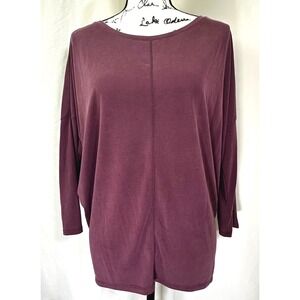Ophelia Roe Relaxed 3/4 Sleeve Dolman Design Top Women's S Plum Drapey Style